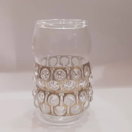 گلدان شیشه ای دستساز استوانه برنجی شفاف