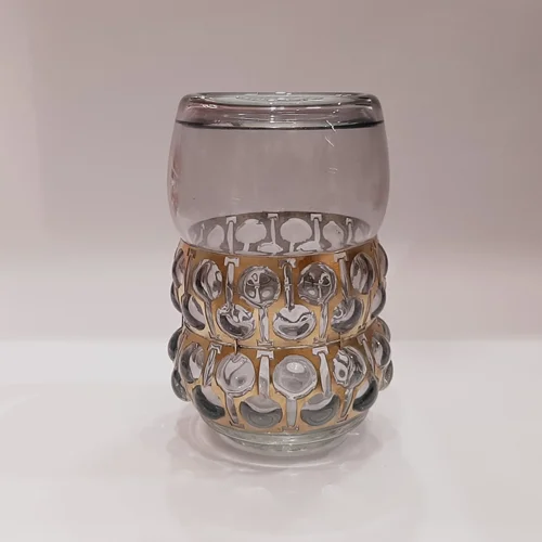 گلدان شیشه ای دستساز استوانه برنجی یاسی