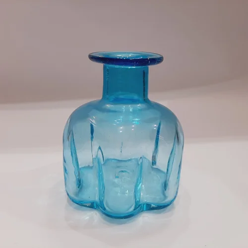 گلدان شیشه ای دستساز سیب کوچک آبی