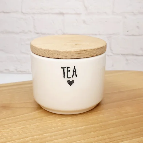 بانکه کوچک تکی با درب چوبی تکست tea