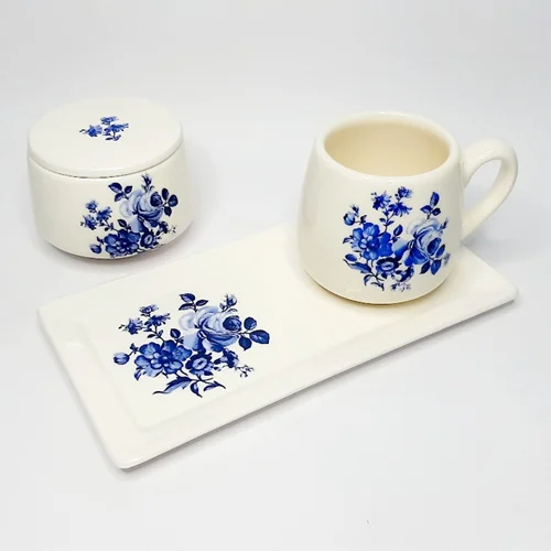 ست چایخوری دستساز یک نفره گل آبی ۳