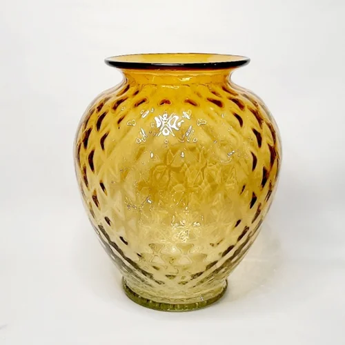 گلدان دستساز شیشه ای بزرگ عسلی