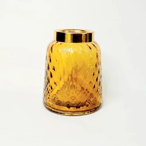گلدان دستساز شیشه ای کد ۰۵۱  عسلی