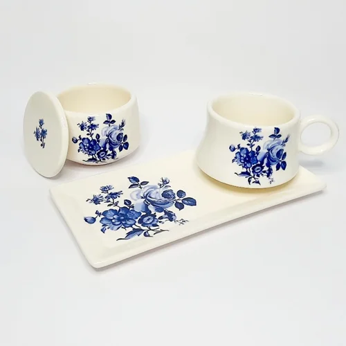 ست چایخوری دستساز یک نفره گل آبی ۲